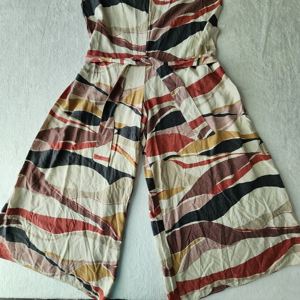Reitmans Jumpsuit Womens Small Multicolor Abstract Wide Leg Summer Romper Artsy - Picture 12 of 16